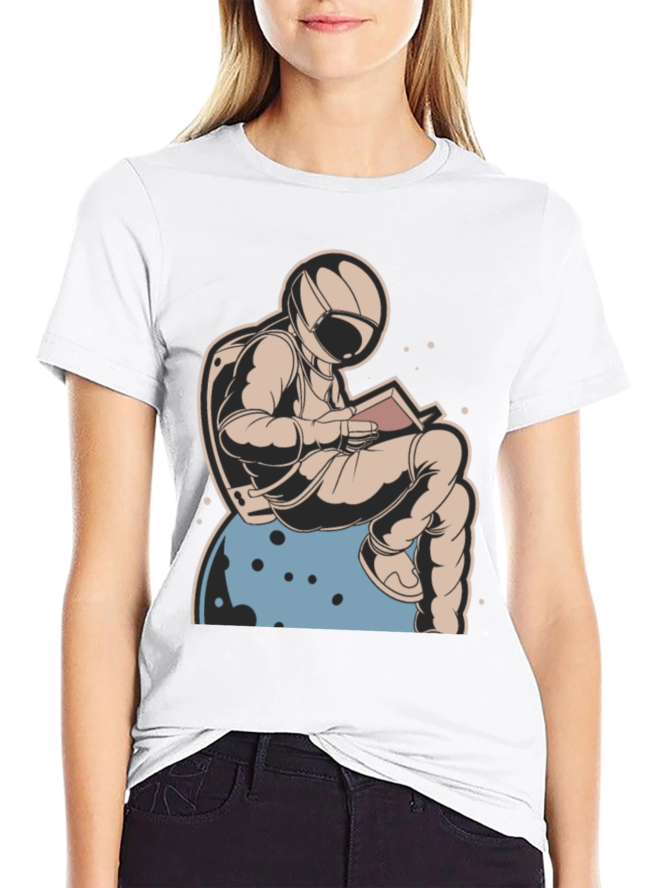 Astronaut Reading Book T-Shirt - Space Lover Tee