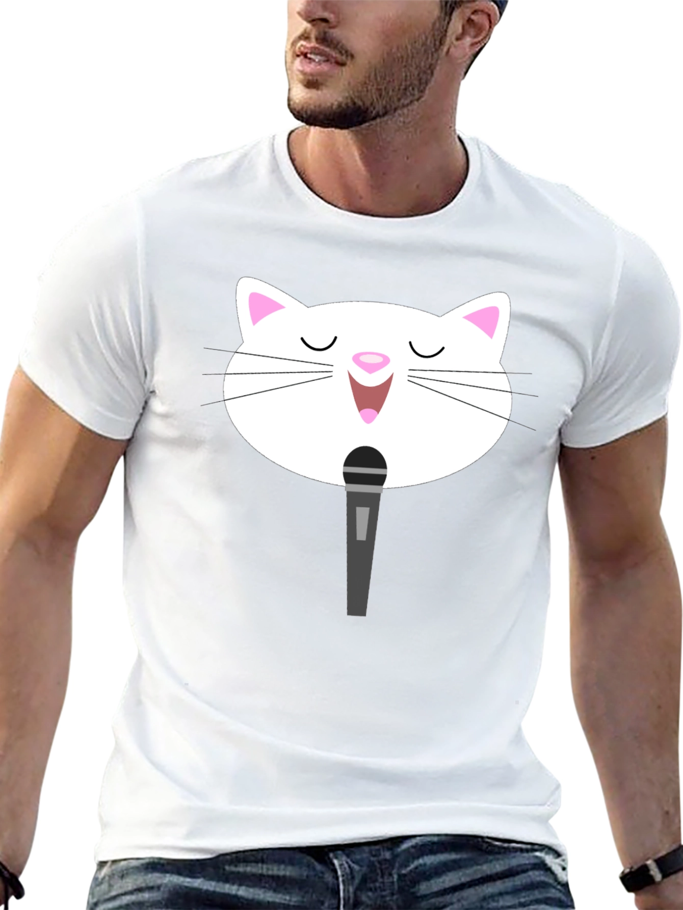 Singing Cat T-Shirt - Black Graphic Tee