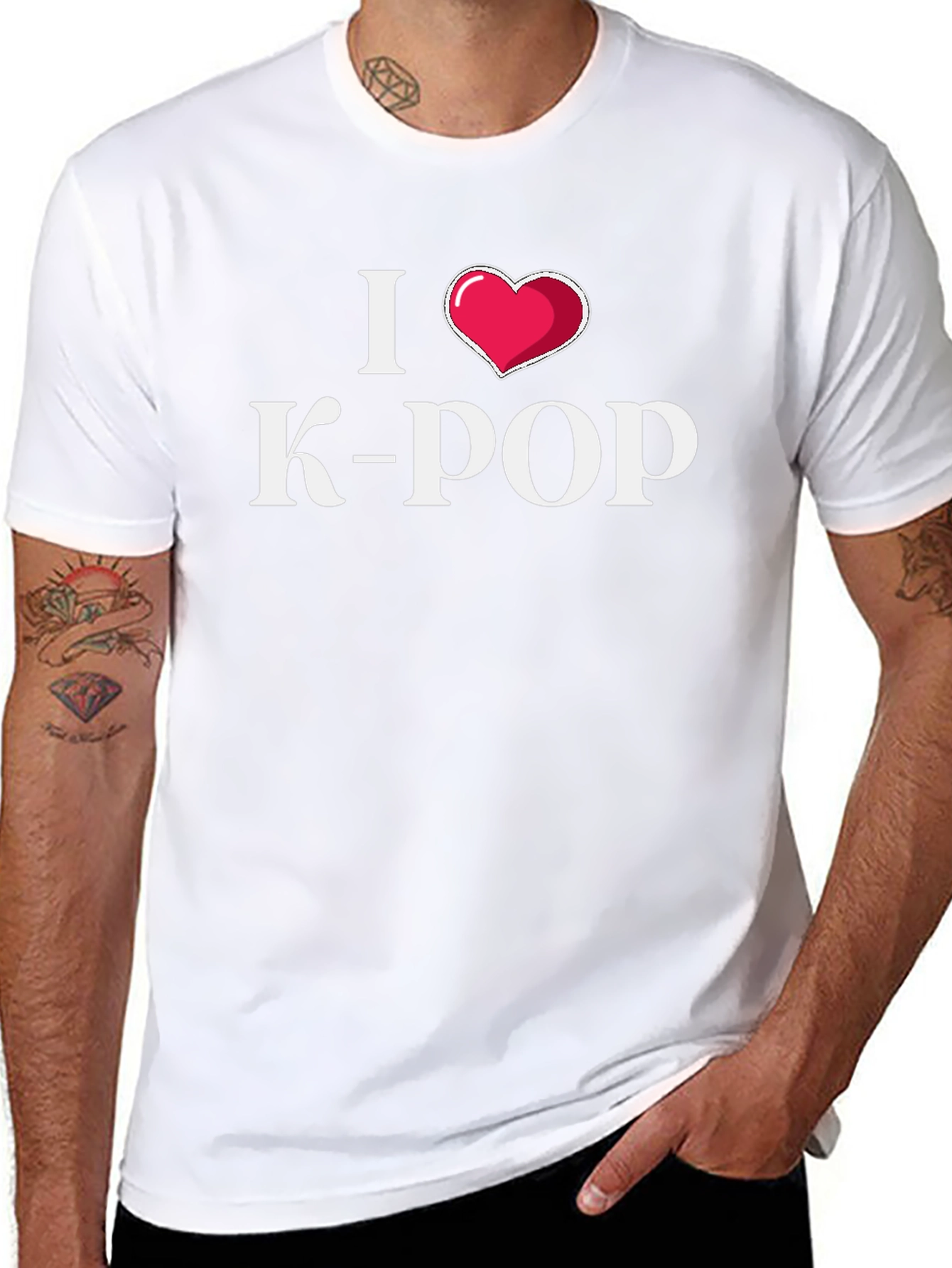 I Love K-Pop Heart Black T-Shirt