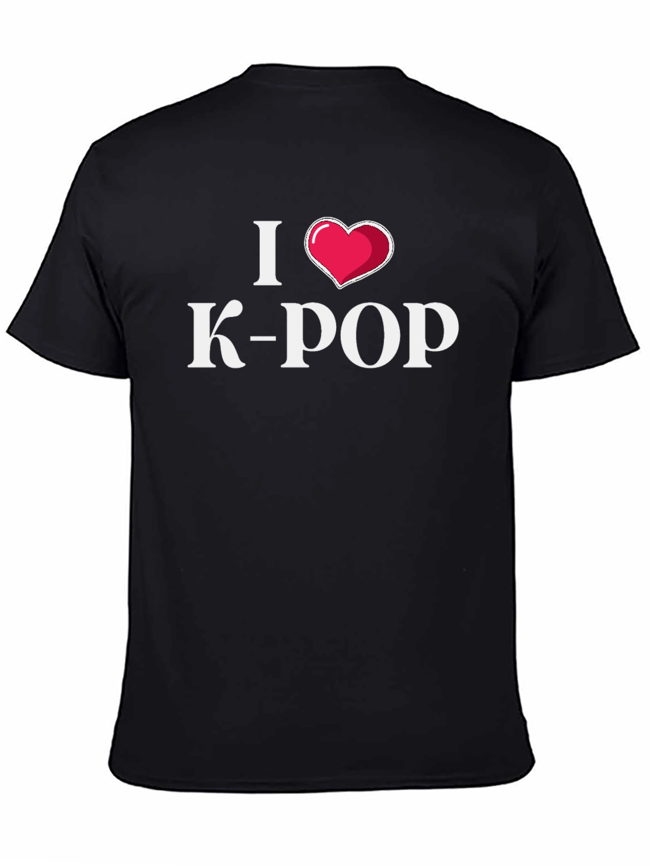 I Love K-Pop Heart Black T-Shirt