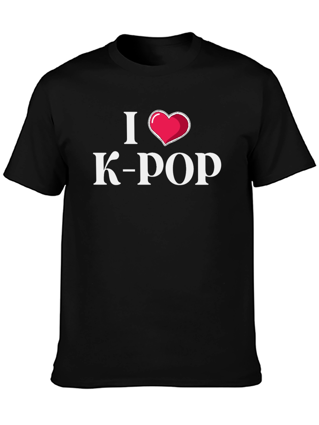 I Love K-Pop Heart Black T-Shirt