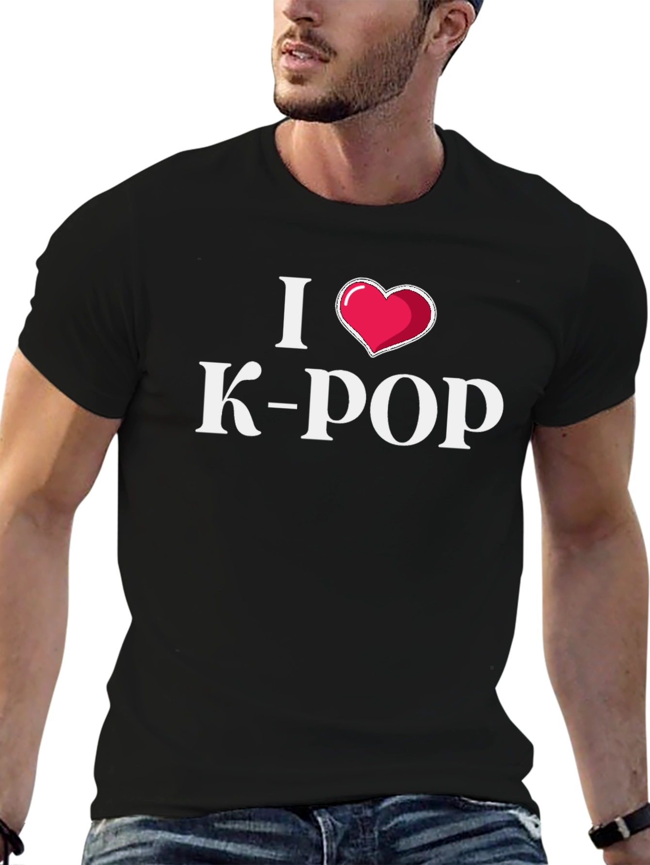 I Love K-Pop Heart Black T-Shirt