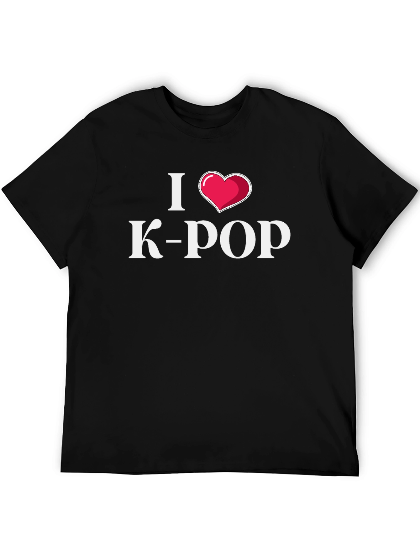I Love K-Pop Heart Black T-Shirt