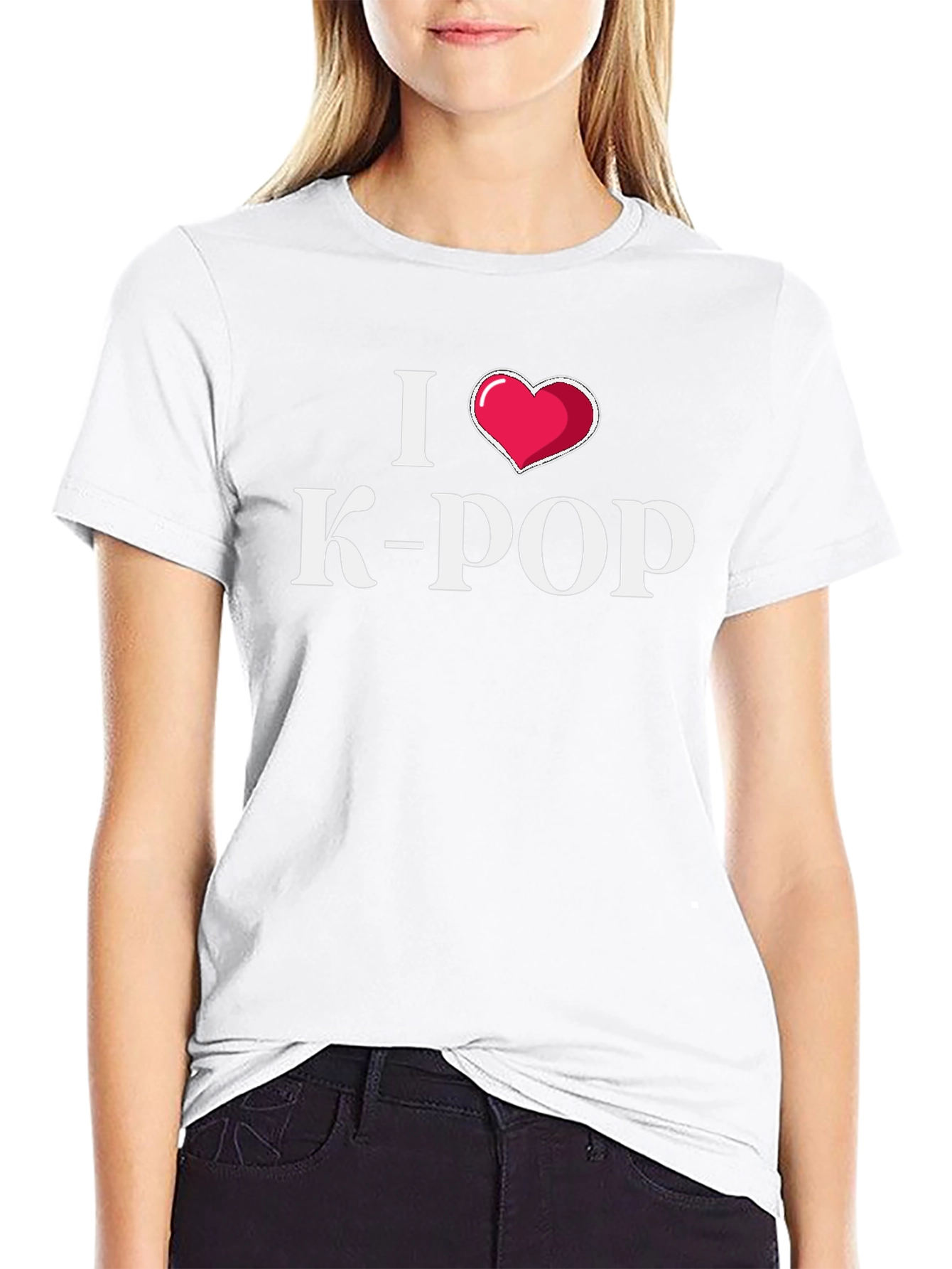 I Love K-Pop Heart Black T-Shirt
