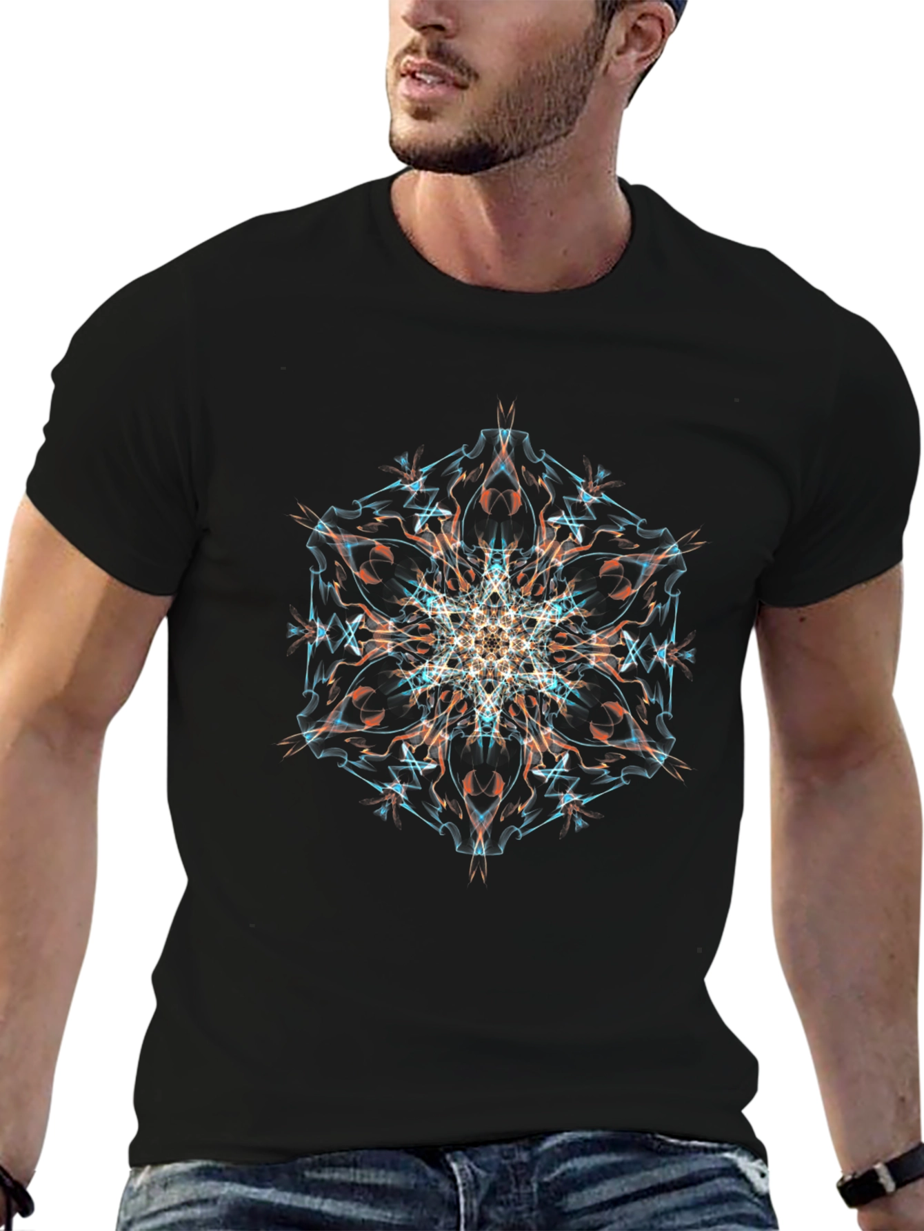 Geometric Mandala Black T-Shirt