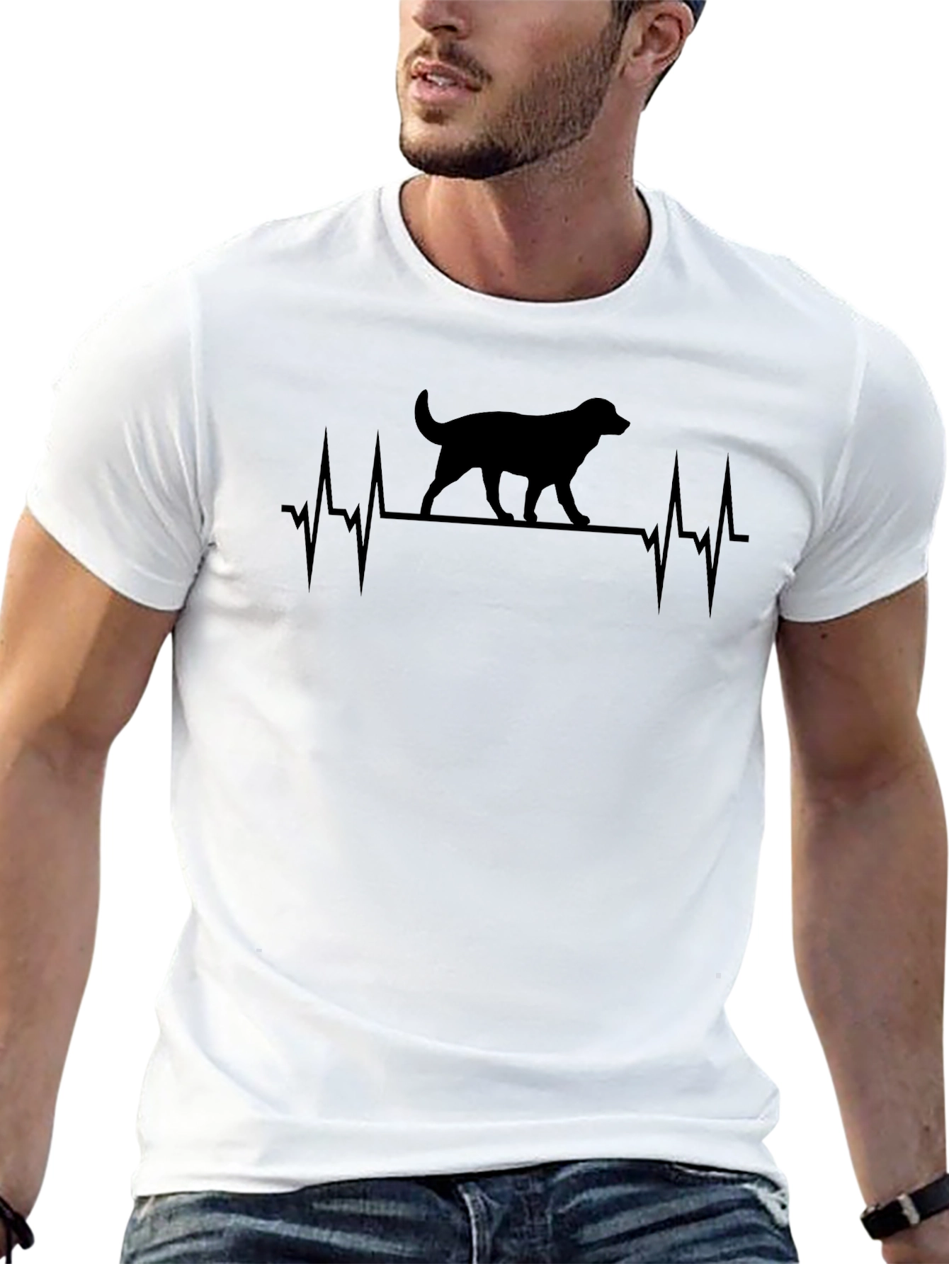 Dog Heartbeat T-Shirt - Mens Black Graphic Tee