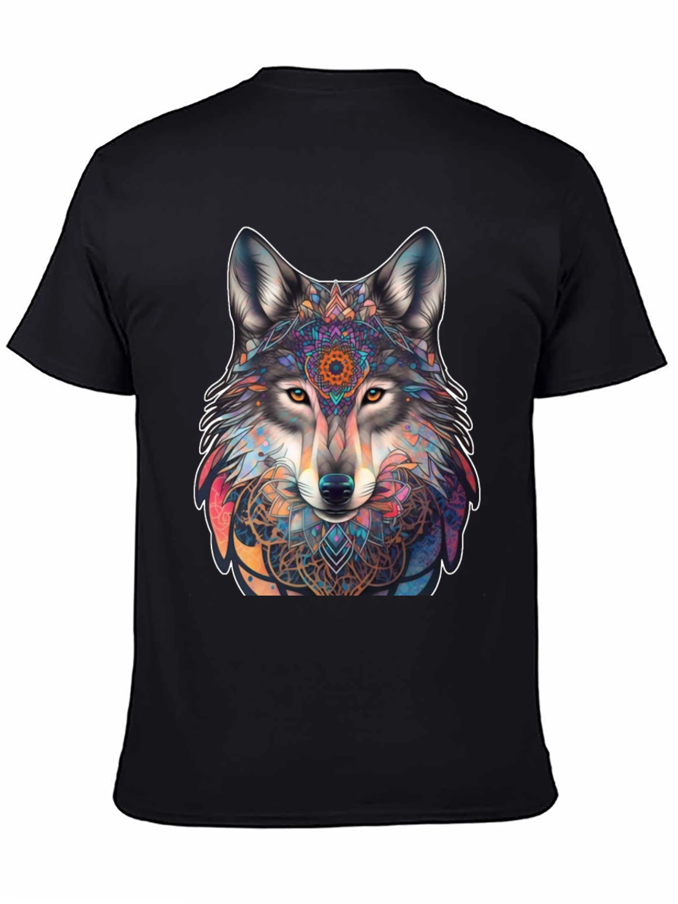 Wolf Mandala Graphic Tee - Stylish Mens Black T-Shirt