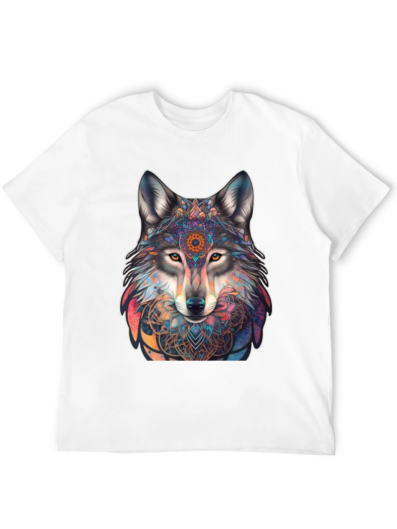 Wolf Mandala Graphic Tee - Stylish Mens Black T-Shirt