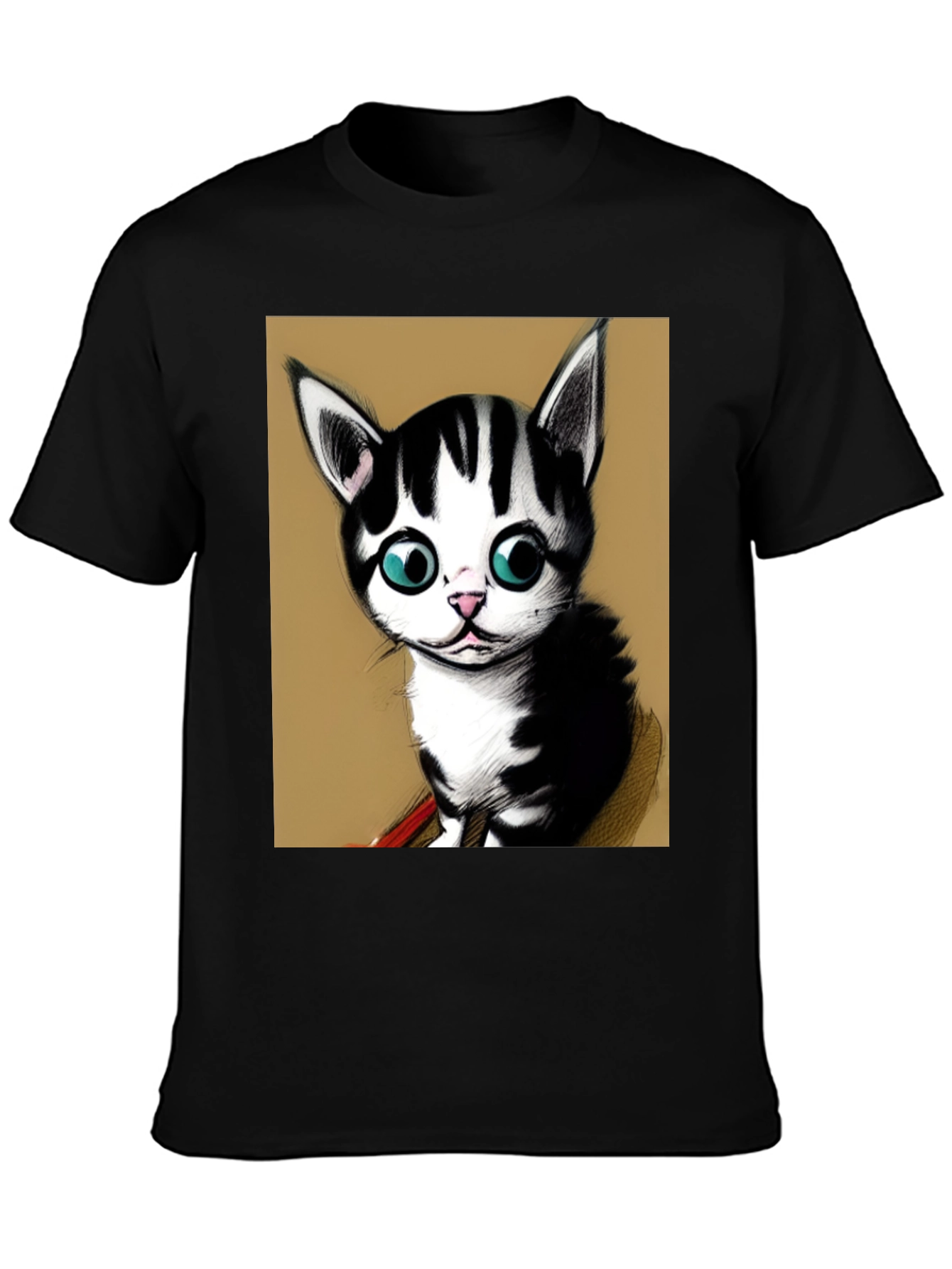 Cute Kitten Graphic Tee - Black Unisex T-Shirt