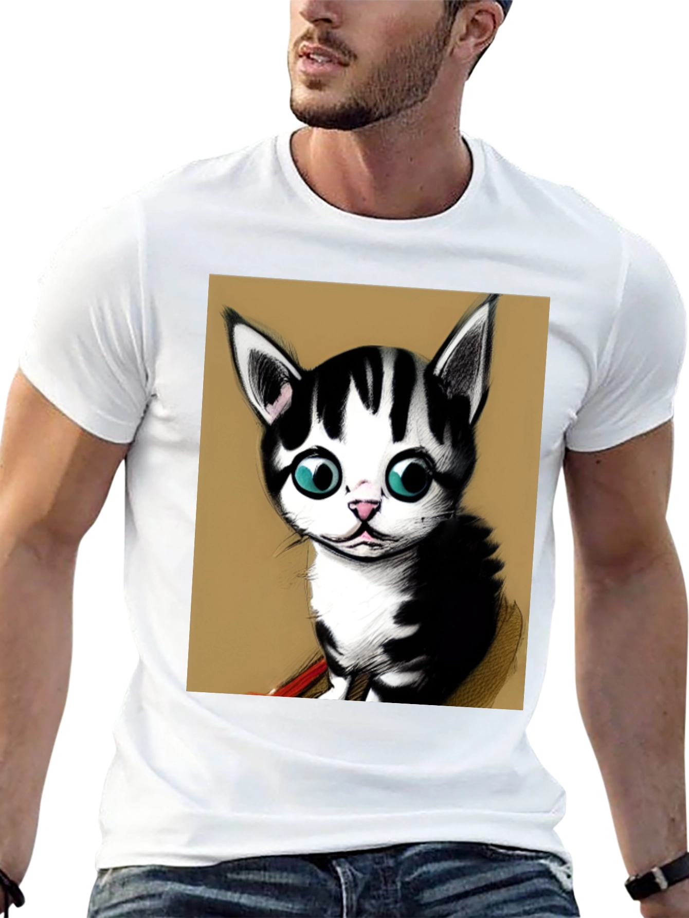 Cute Kitten Graphic Tee - Black Unisex T-Shirt