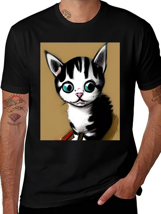 Cute Kitten Graphic Tee - Black Unisex T-Shirt