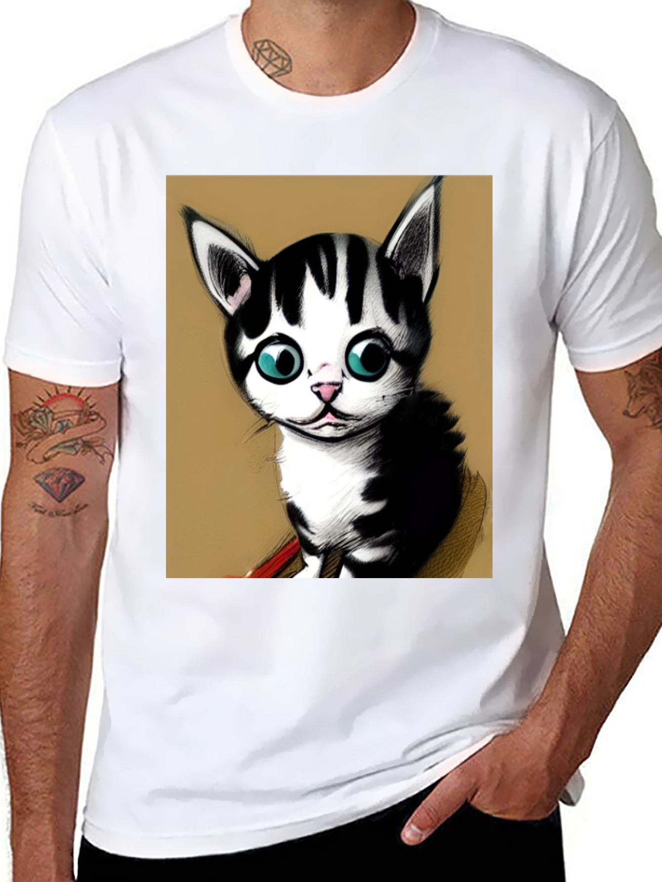 Cute Kitten Graphic Tee - Black Unisex T-Shirt