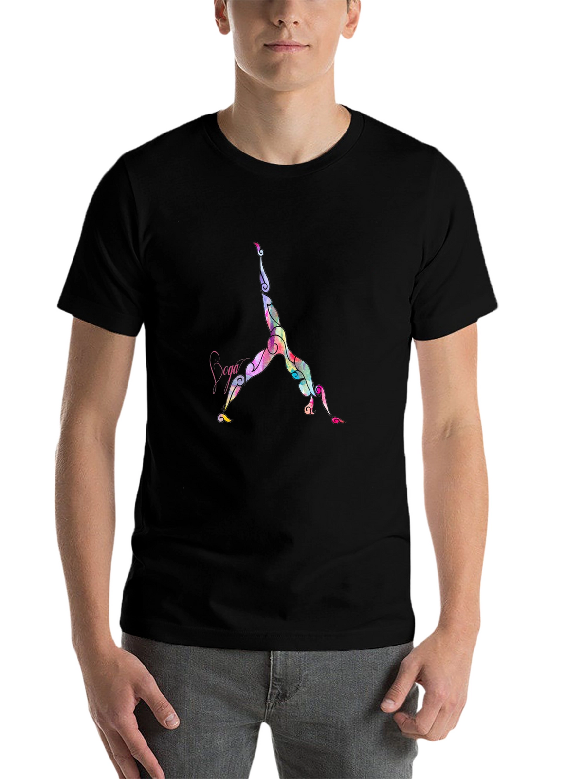 Yoga Pose Graphic Tee - Comfortable Black T-Shirt