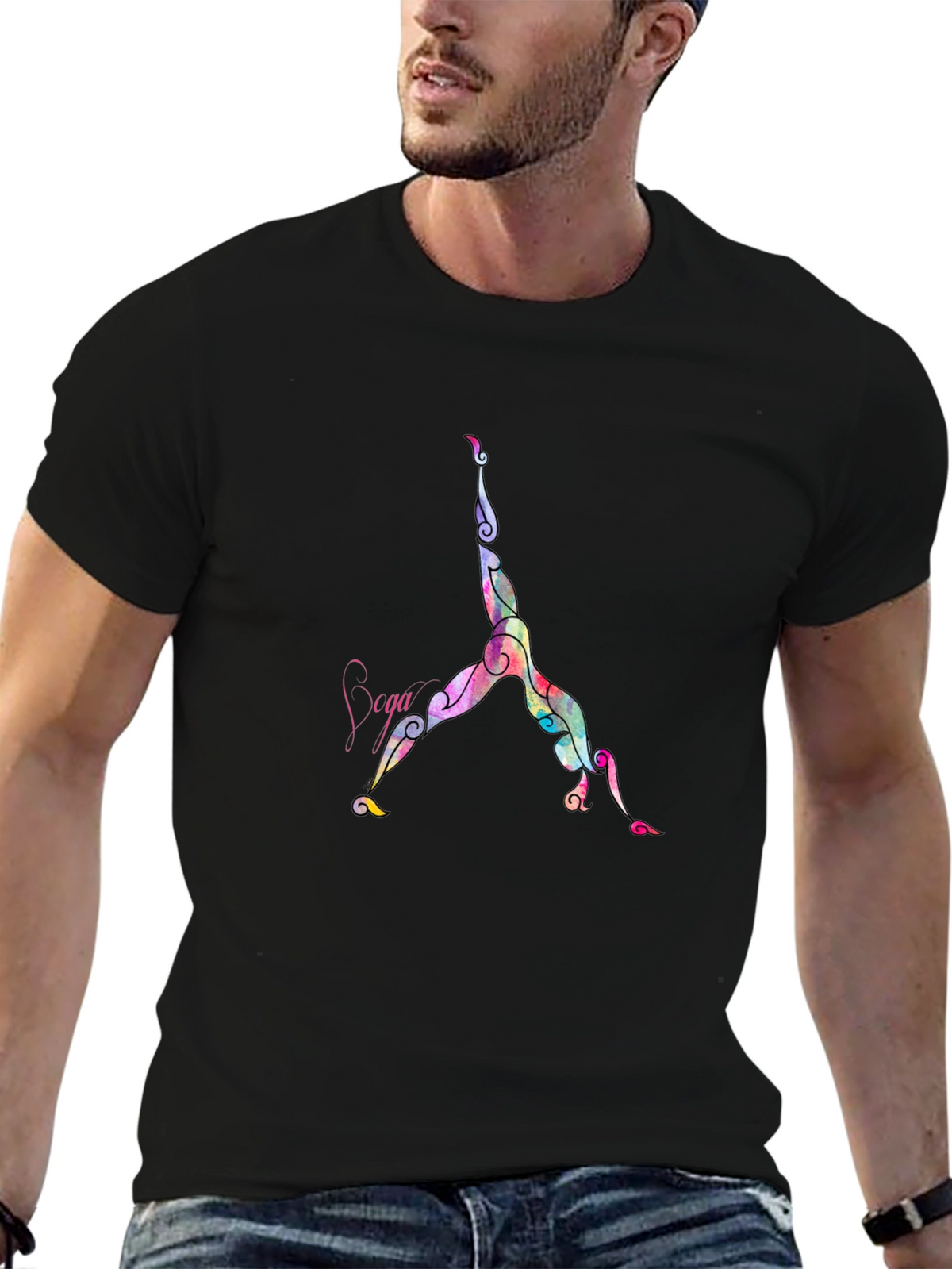 Yoga Pose Graphic Tee - Comfortable Black T-Shirt
