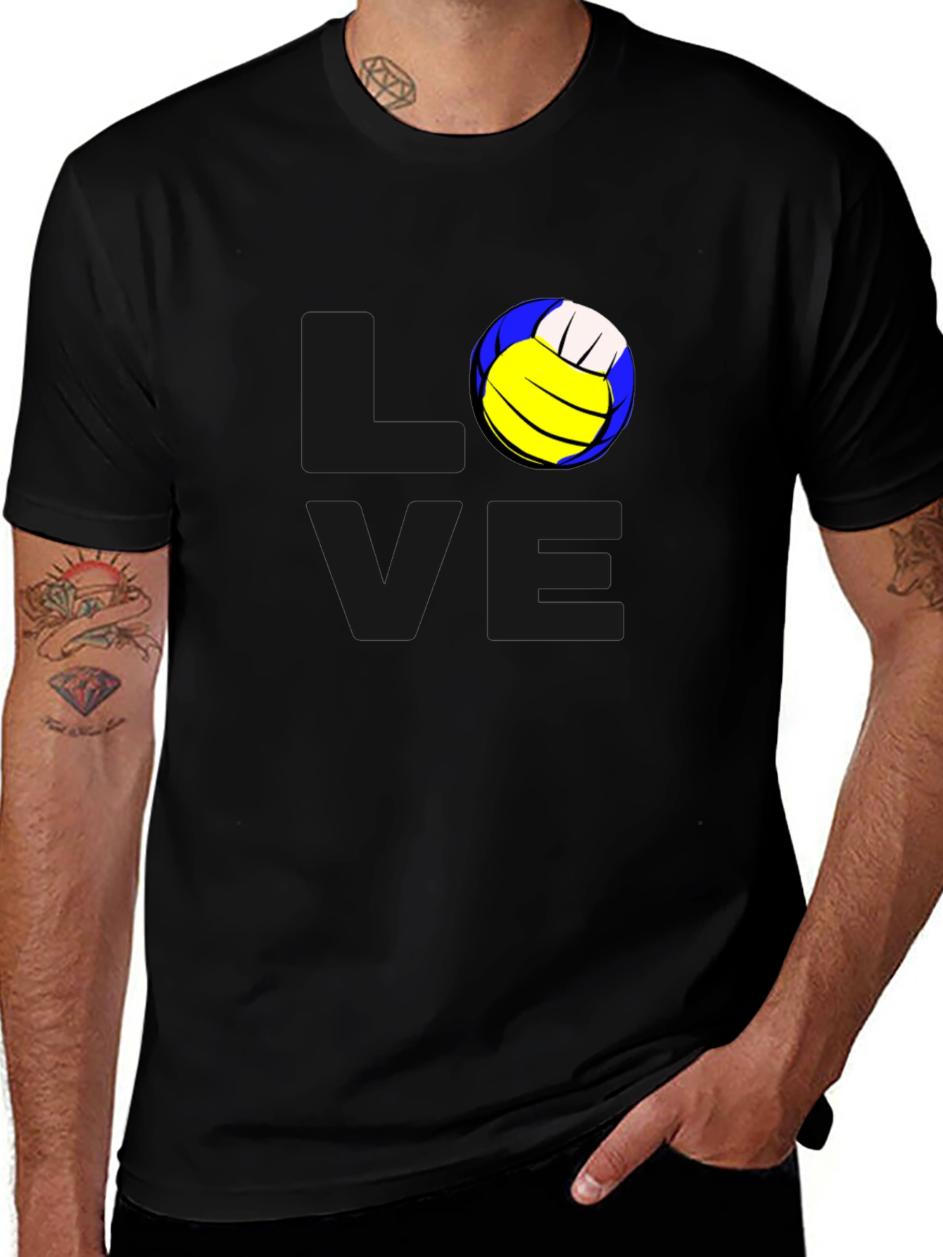 Volleyball Graphic Tee - Stylish Black T-Shirt
