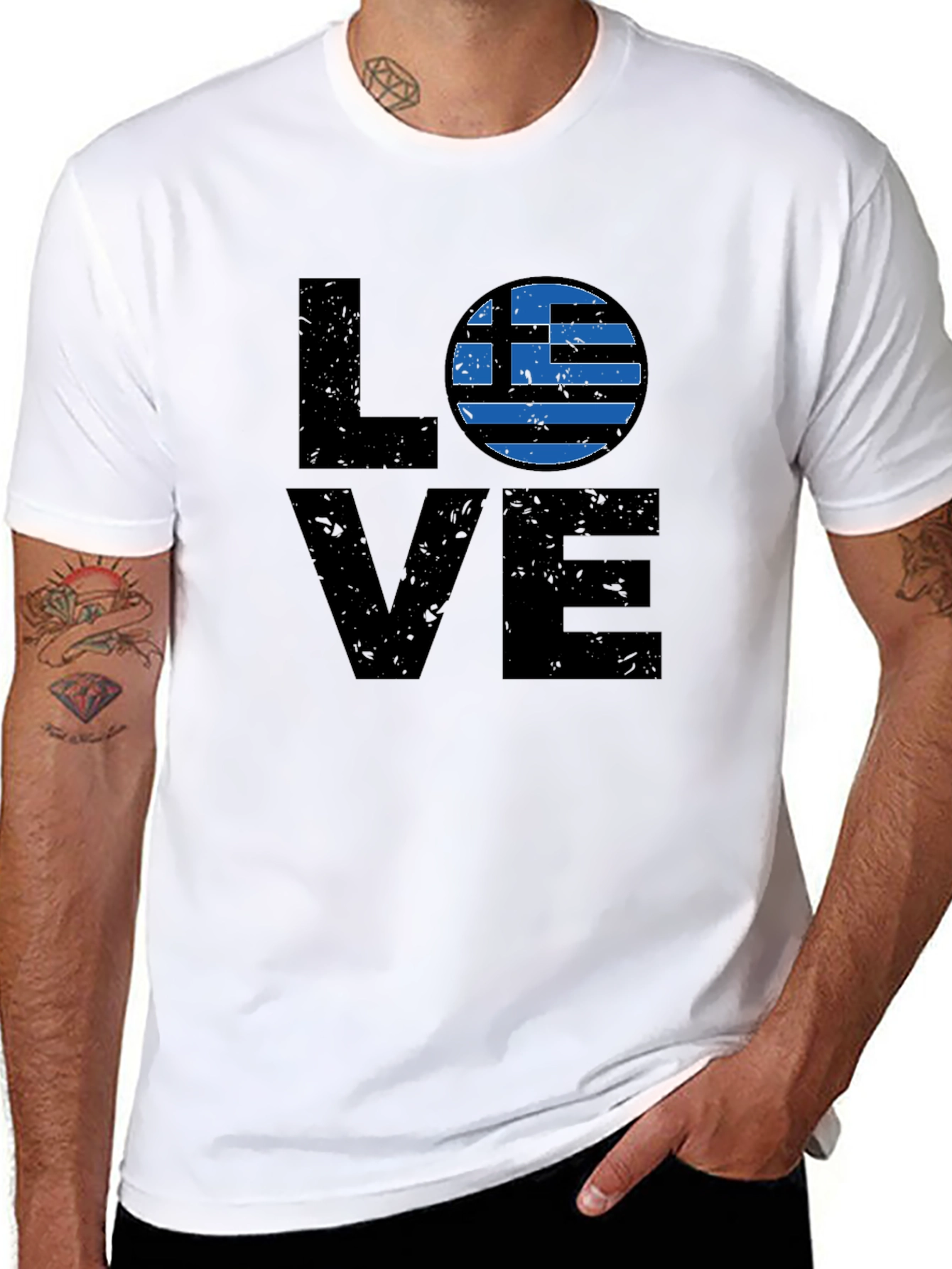 Greece Flag LOVE Graphic T-Shirt