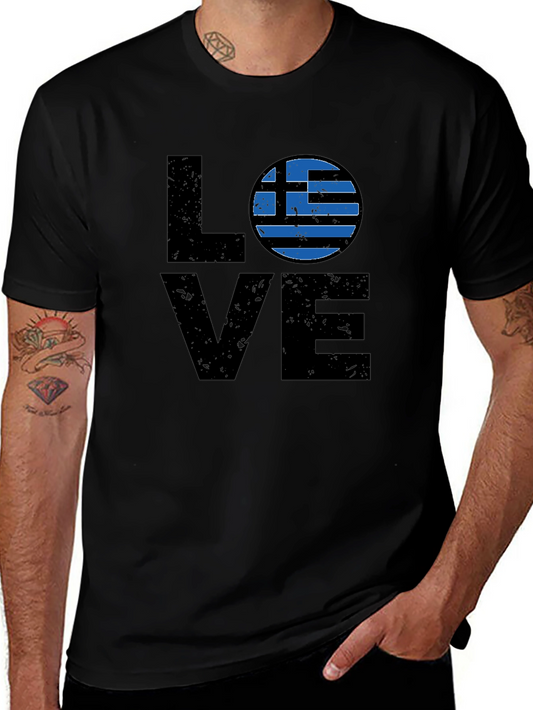 Greece Flag LOVE Graphic T-Shirt