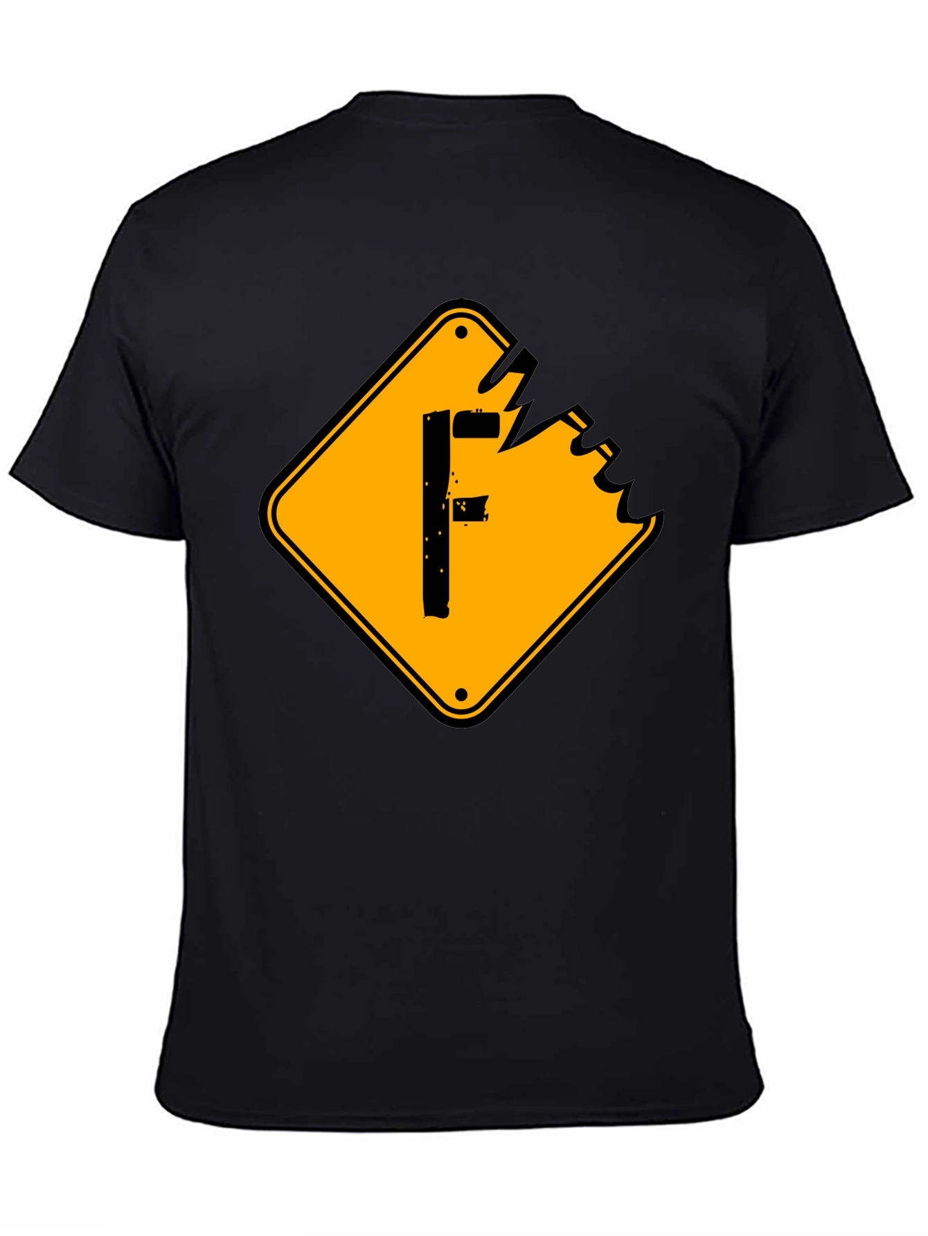 Mens Black Graphic Tee - F Warning Sign
