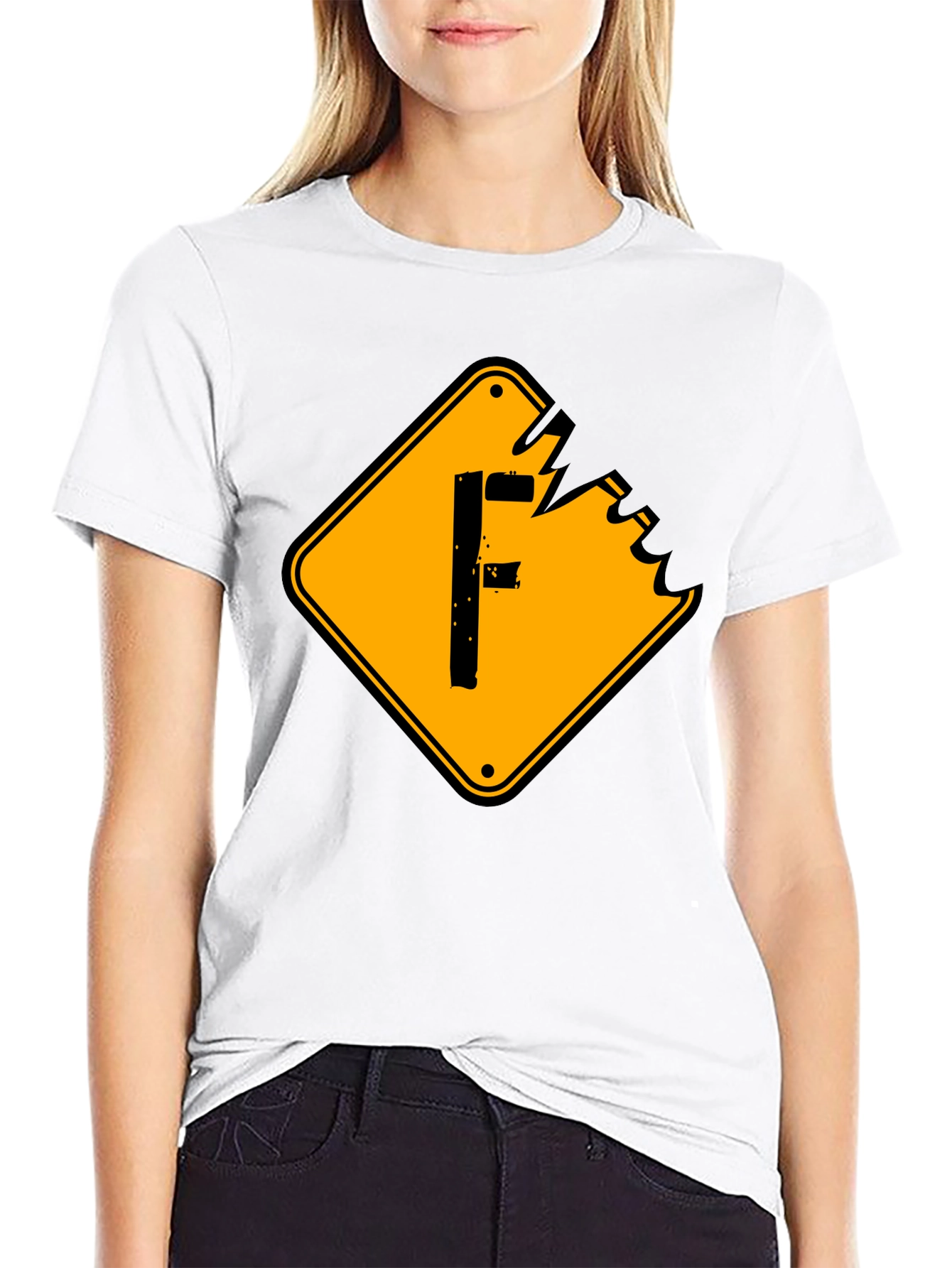 Mens Black Graphic Tee - F Warning Sign