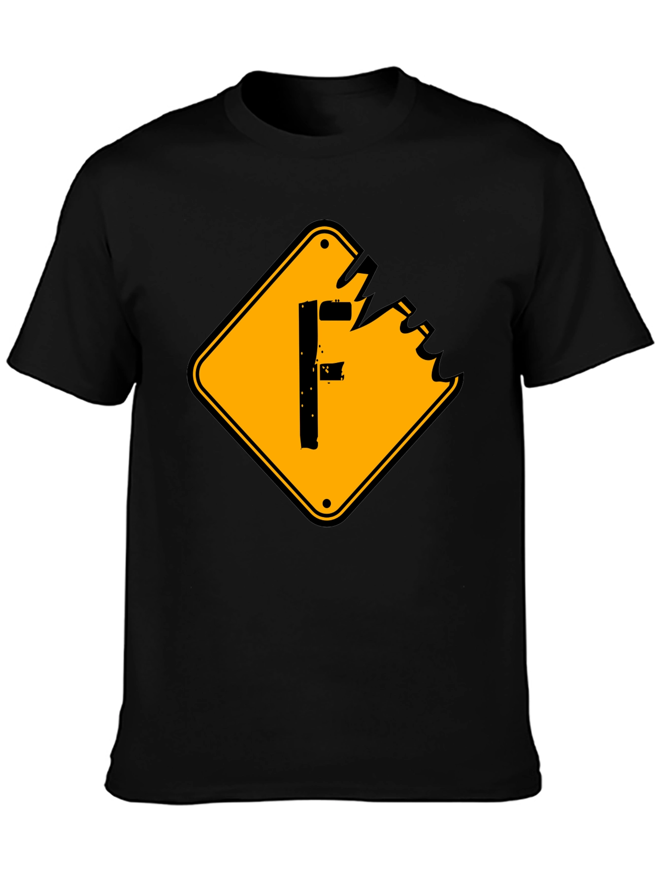 Mens Black Graphic Tee - F Warning Sign