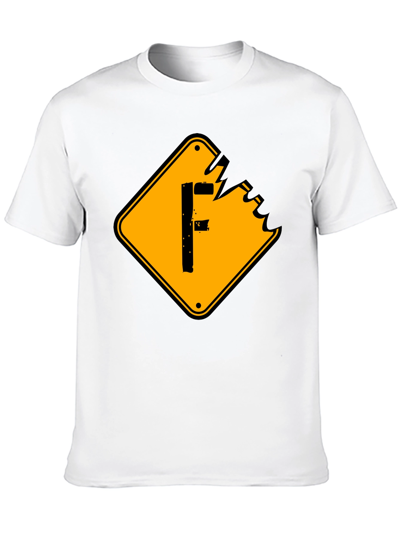 Mens Black Graphic Tee - F Warning Sign