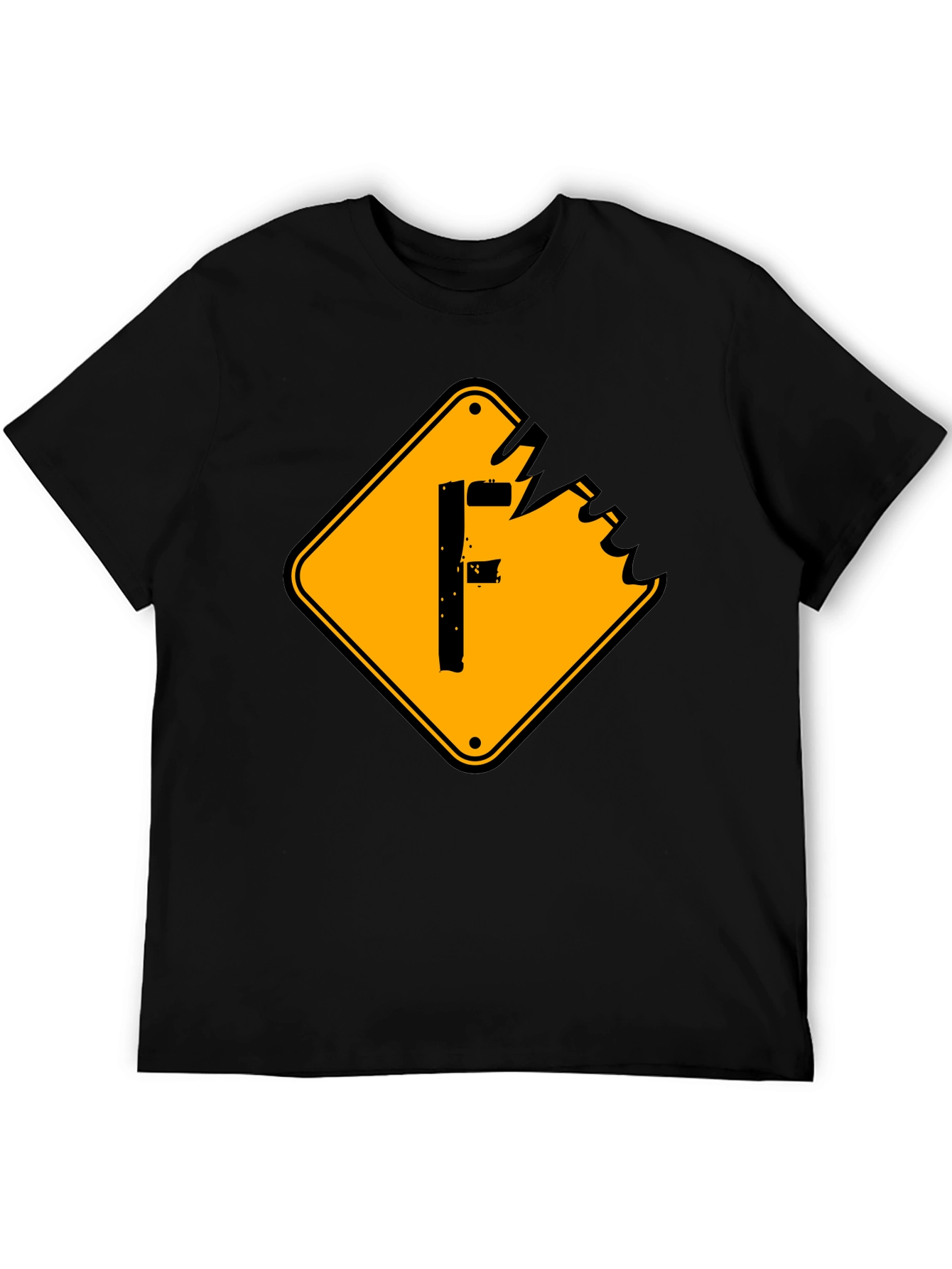 Mens Black Graphic Tee - F Warning Sign