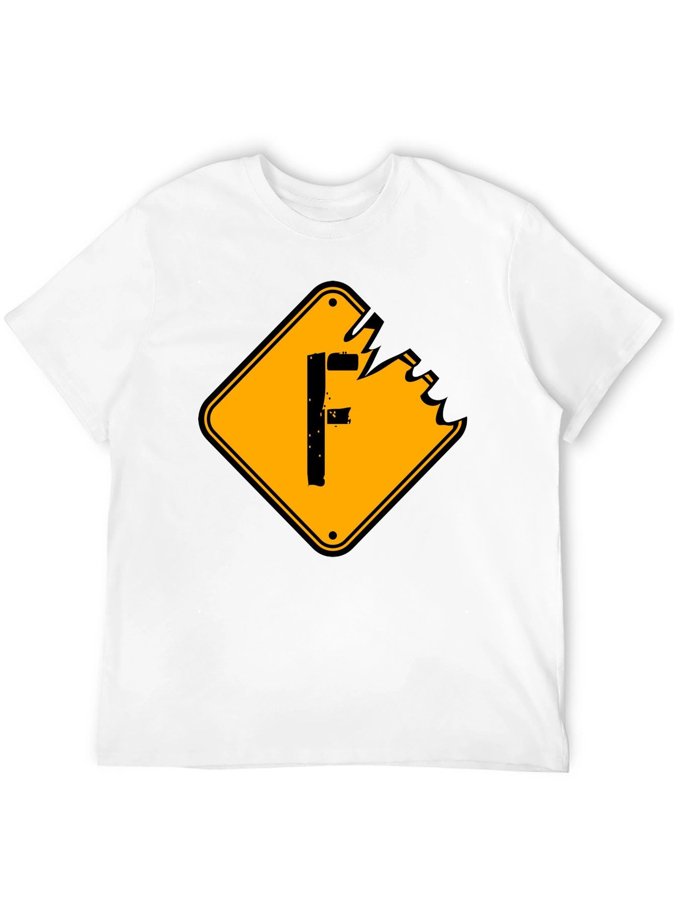 Mens Black Graphic Tee - F Warning Sign