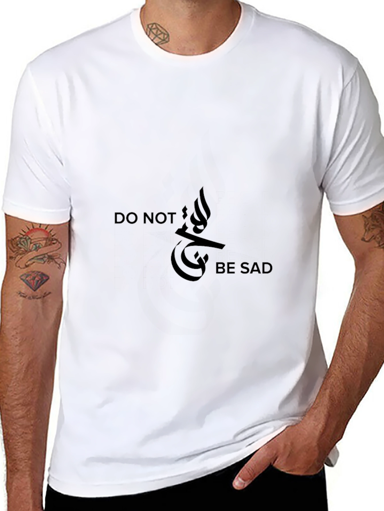 Inspirational Do Not Be Sad Black Graphic Tee