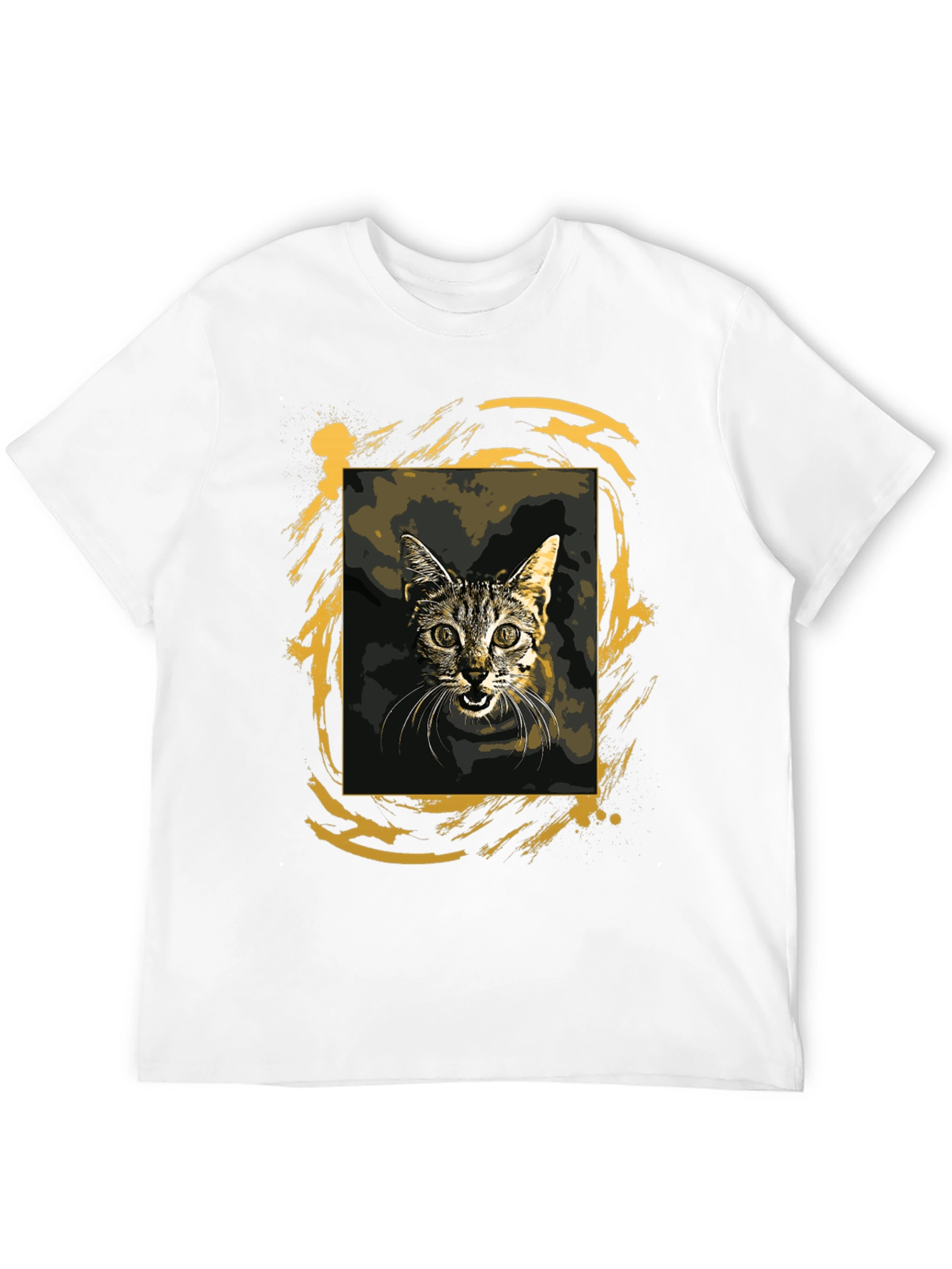 Cat Graphic Tee - Black Cotton T-Shirt