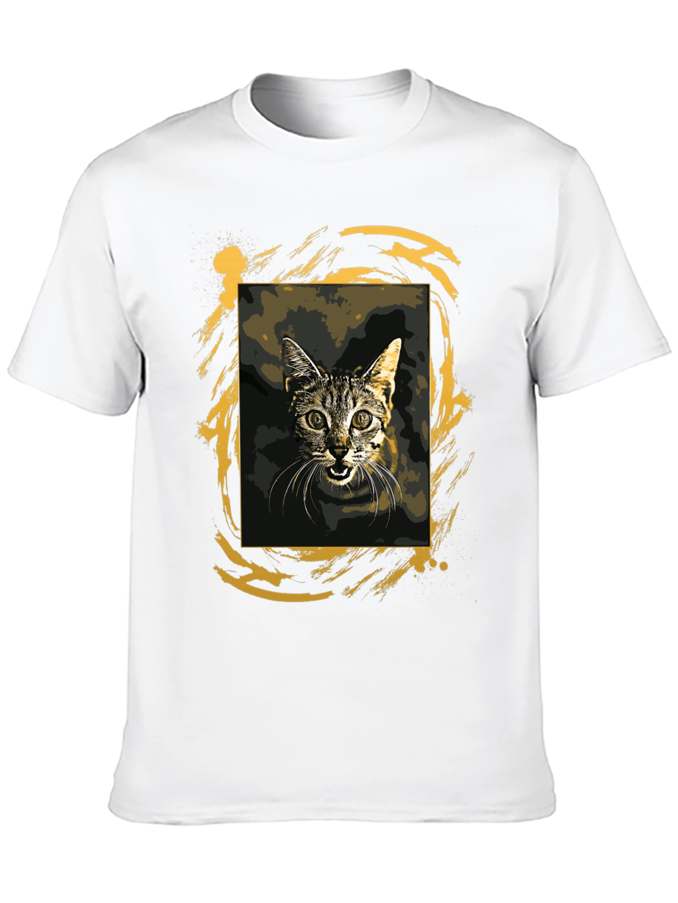 Cat Graphic Tee - Black Cotton T-Shirt