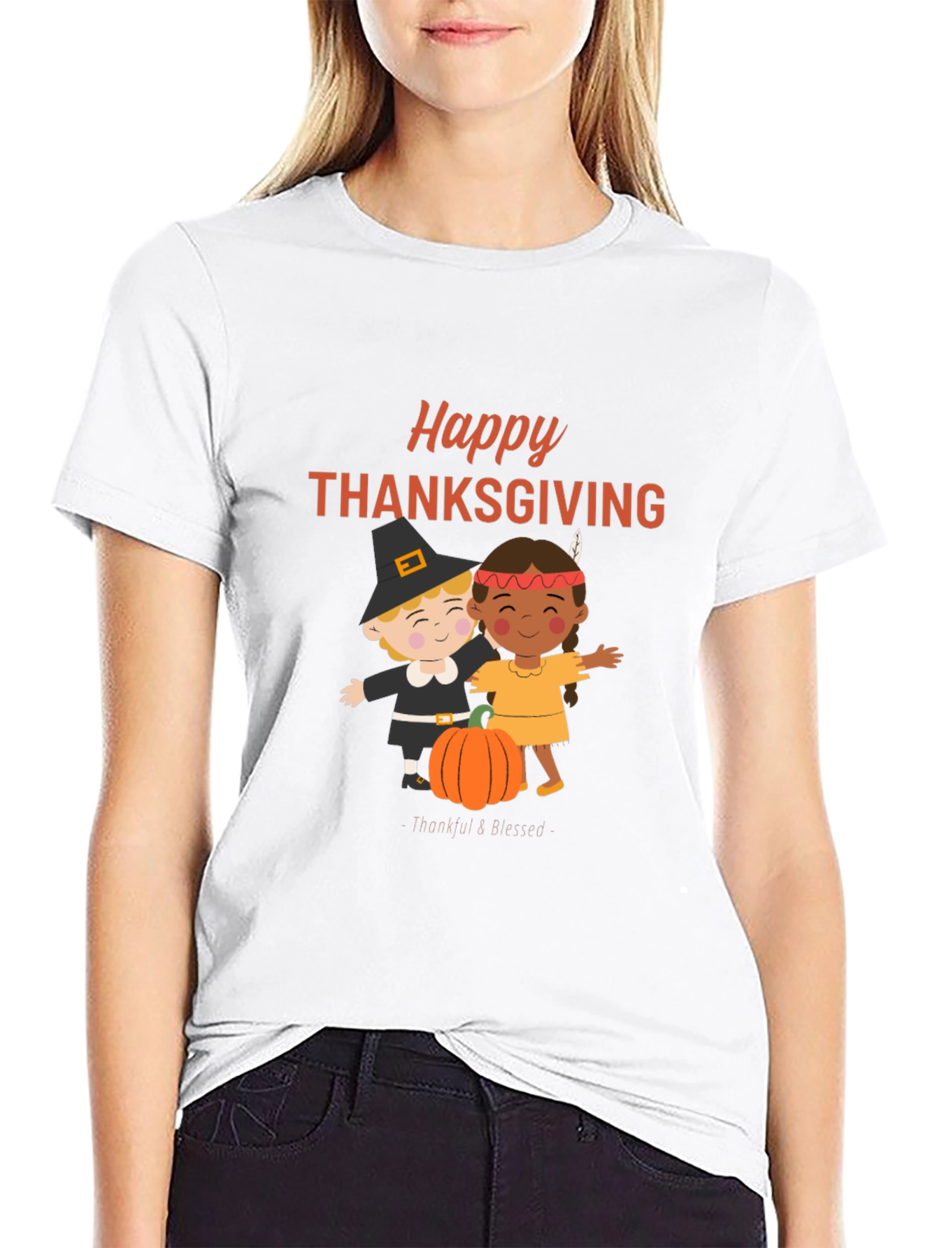 Happy Thanksgiving T-Shirt: Pilgrim & Native Design
