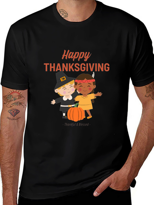Happy Thanksgiving T-Shirt: Pilgrim & Native Design