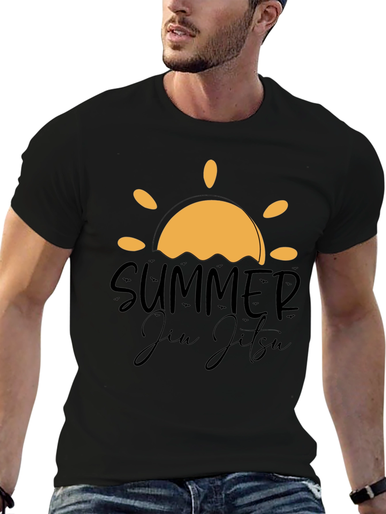 Summer Jiu Jitsu Black Graphic T-Shirt