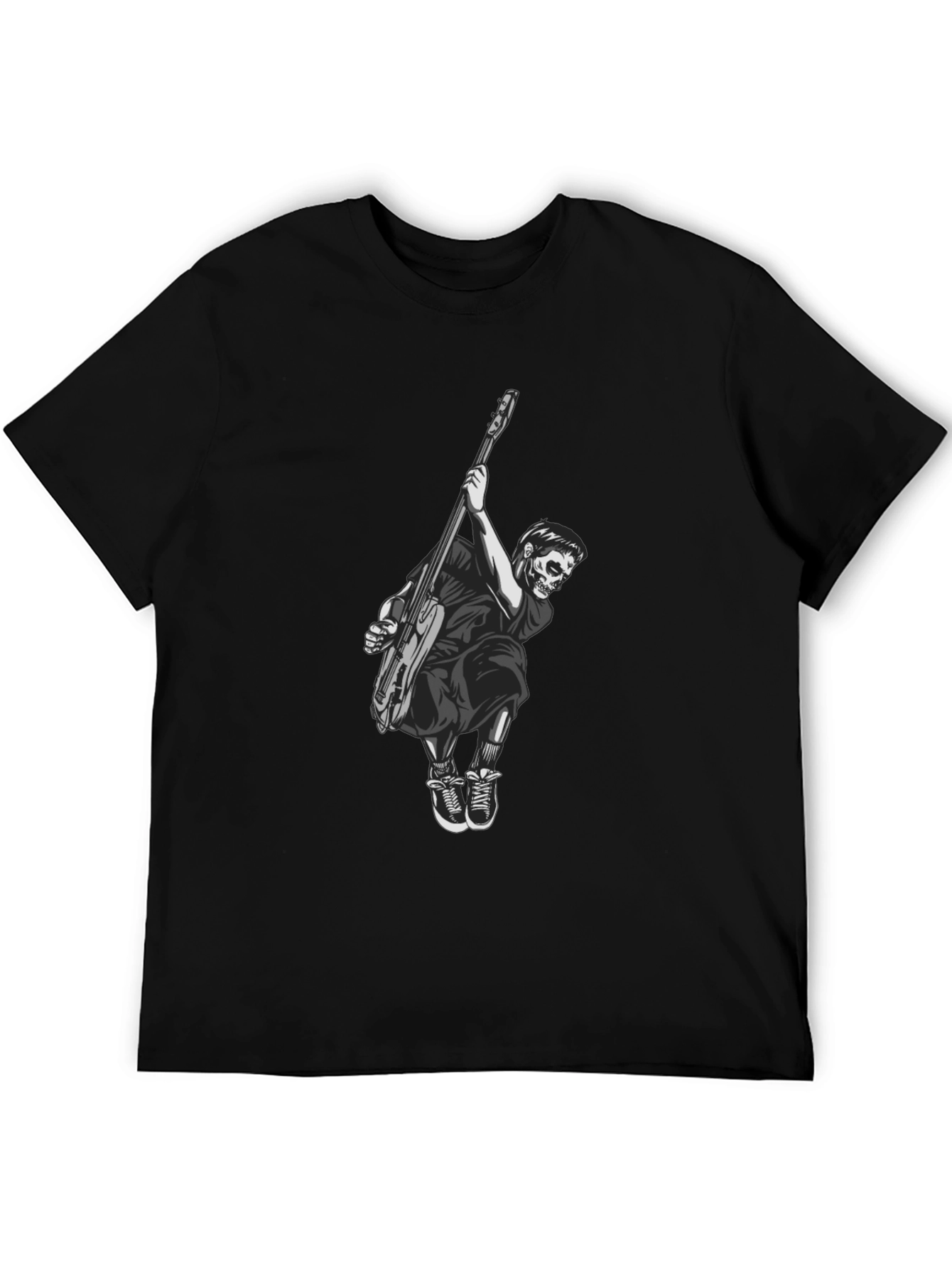 Skull Guitar Player Black T-Shirt