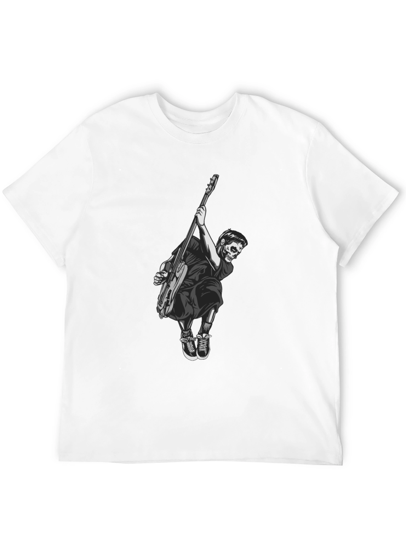 Skull Guitar Player Black T-Shirt