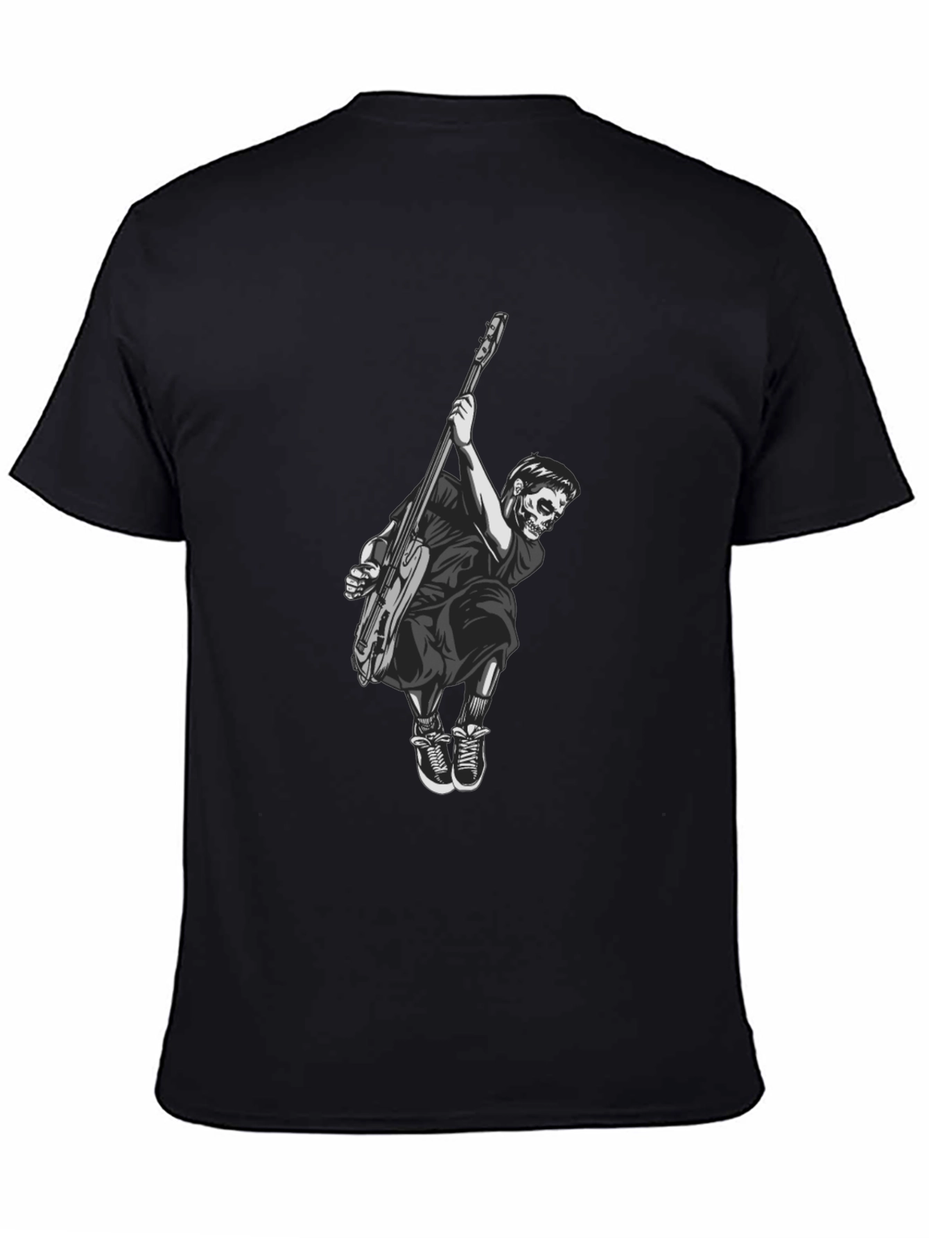 Skull Guitar Player Black T-Shirt