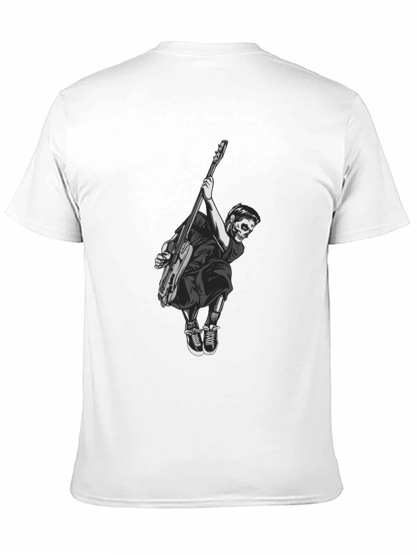 Skull Guitar Player Black T-Shirt