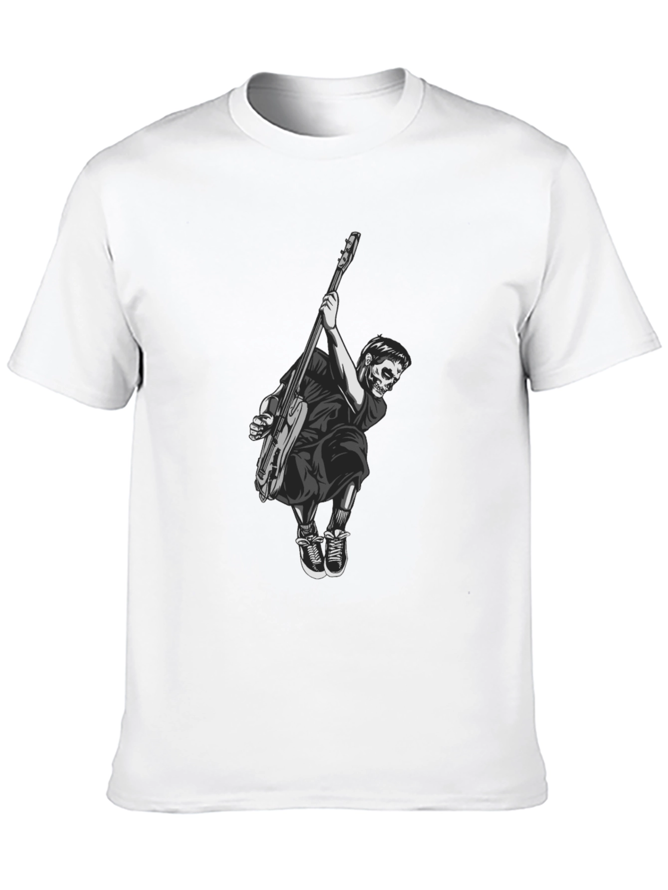 Skull Guitar Player Black T-Shirt
