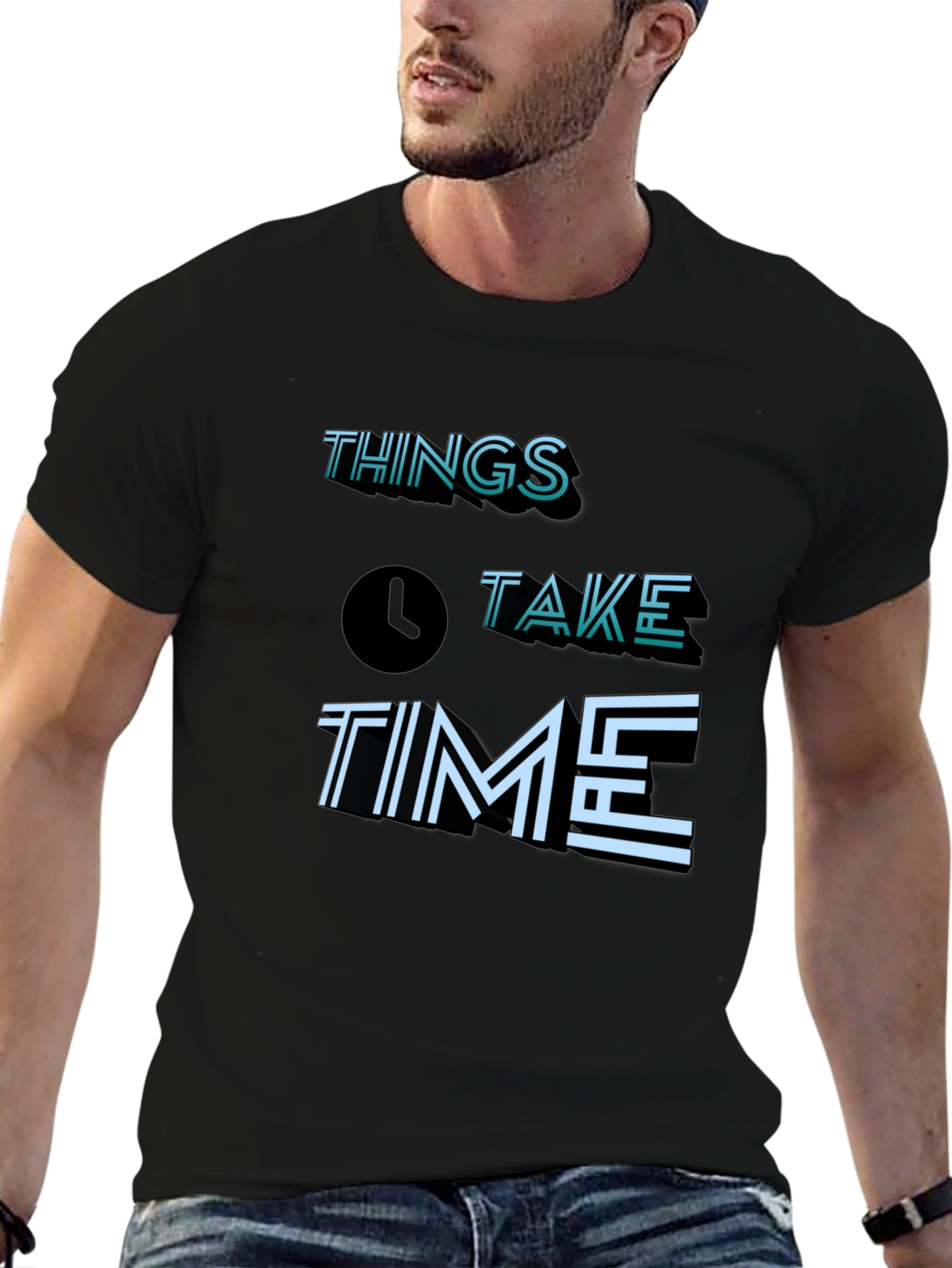 Things Take Time Graphic Tee - Soft Black T-Shirt