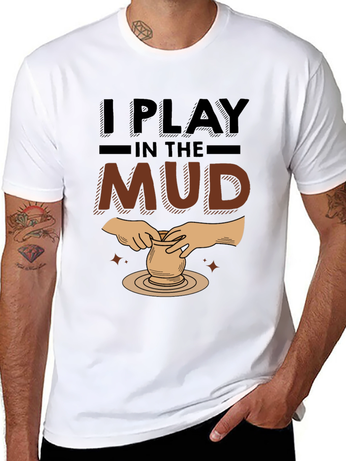 I Play In The Mud Pottery Black Graphic T-Shirt