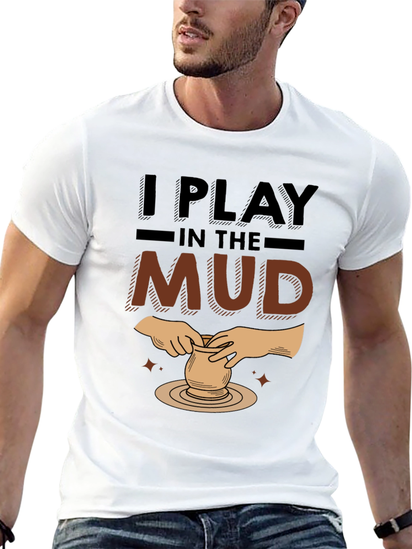 I Play In The Mud Pottery Black Graphic T-Shirt
