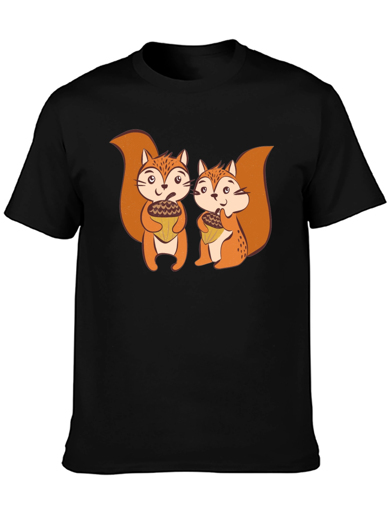 Cute Squirrels Holding Acorns Graphic T-Shirt