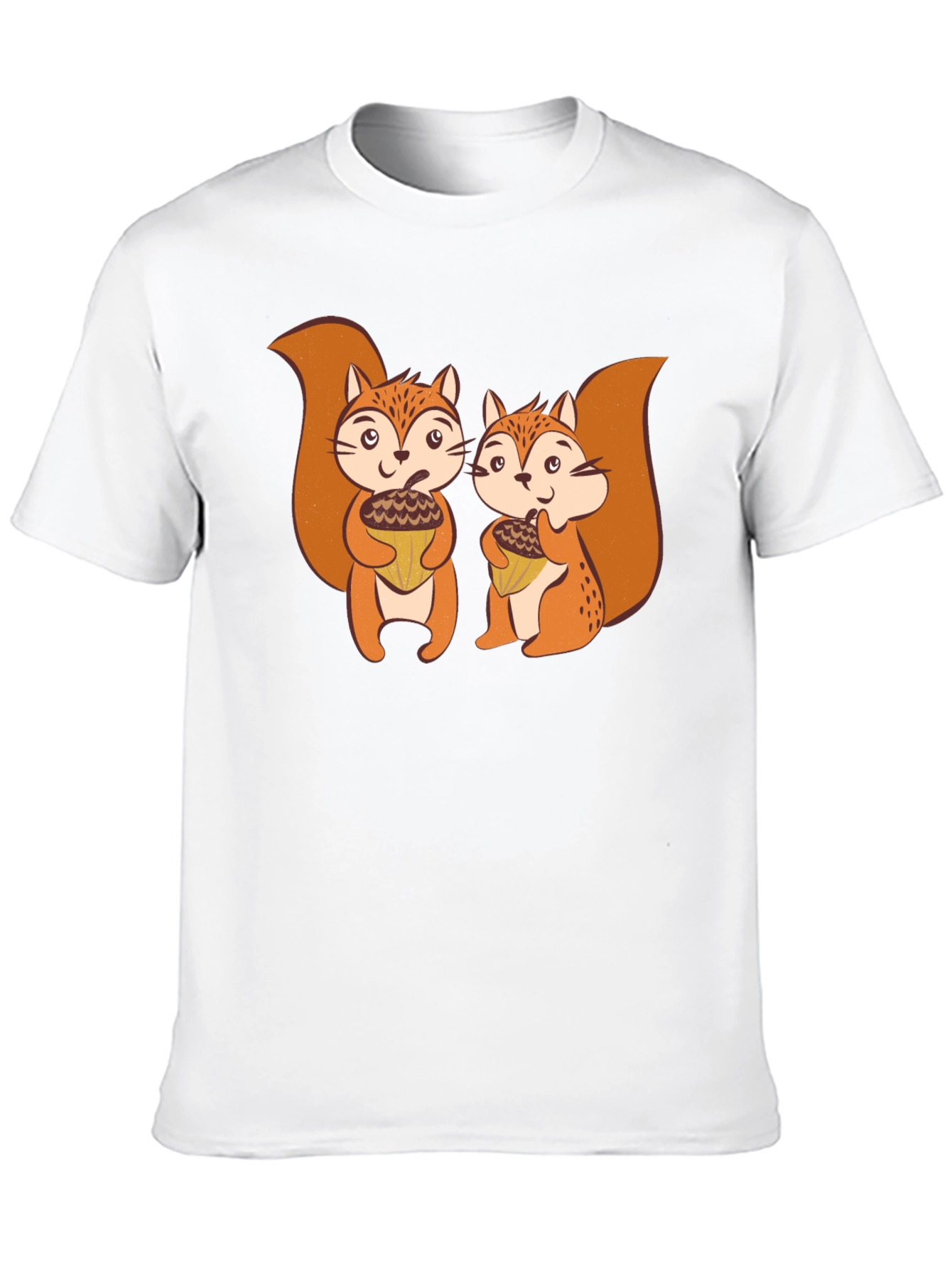 Cute Squirrels Holding Acorns Graphic T-Shirt