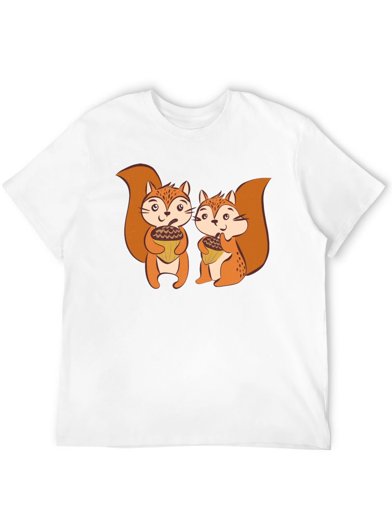 Cute Squirrels Holding Acorns Graphic T-Shirt
