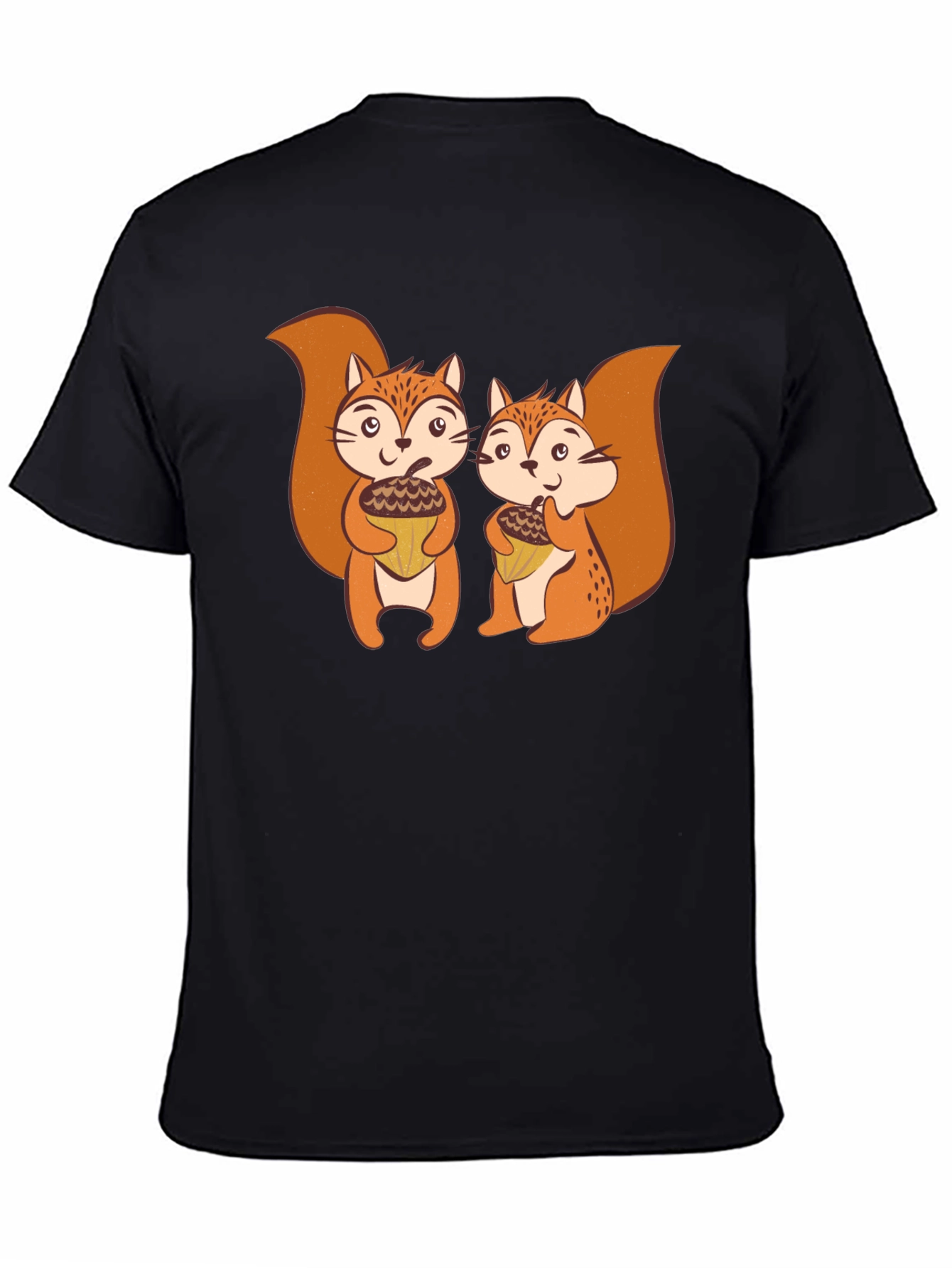 Cute Squirrels Holding Acorns Graphic T-Shirt
