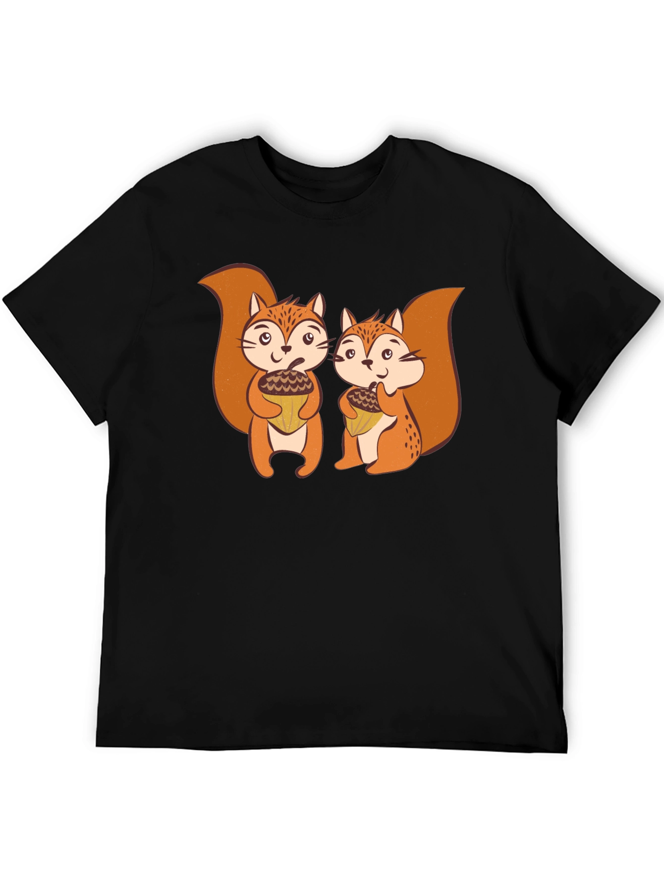Cute Squirrels Holding Acorns Graphic T-Shirt