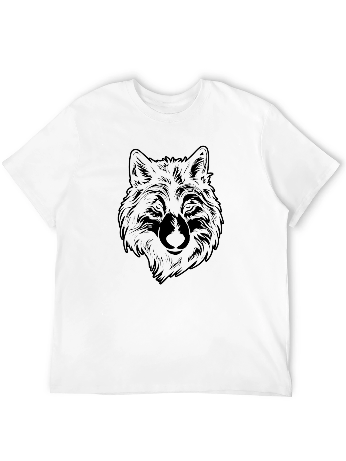 Mens Wolf Graphic Print Black T-Shirt