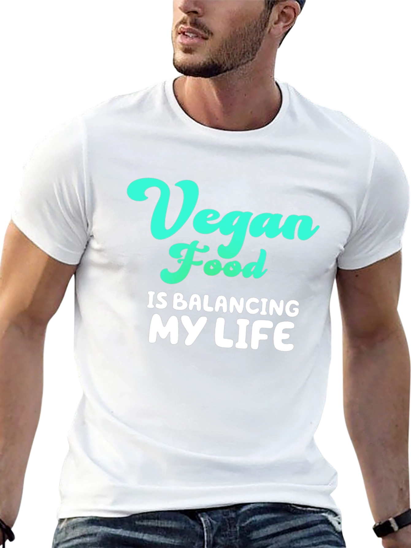 Vegan Food Balancing Life Graphic Tee - Black