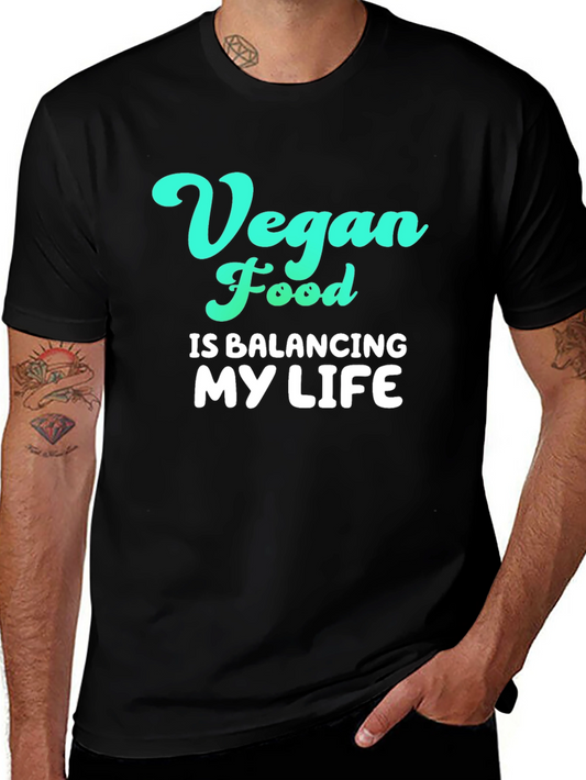 Vegan Food Balancing Life Graphic Tee - Black
