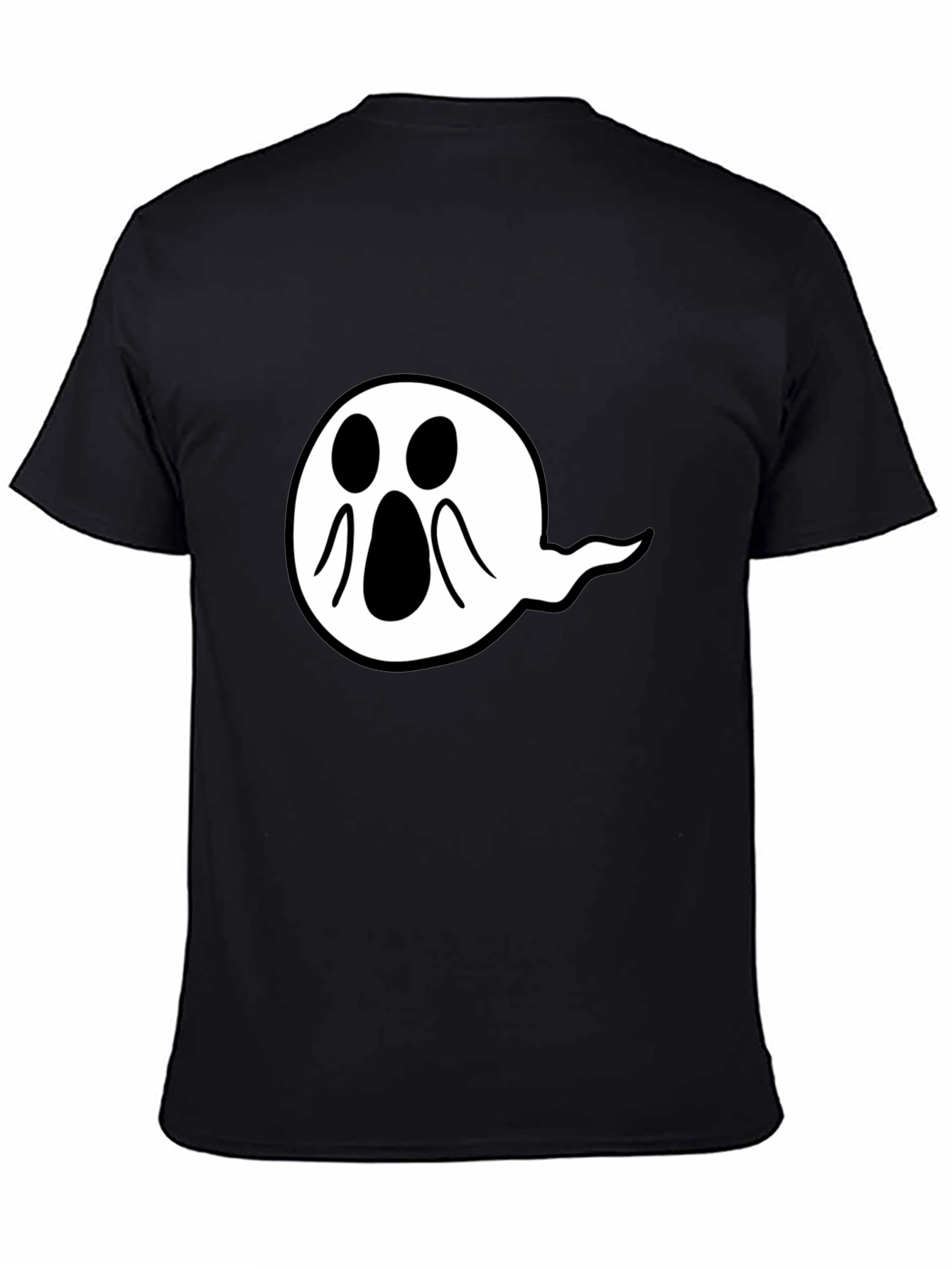 Spooky Ghost Graphic Tee - Black Cotton Comfort